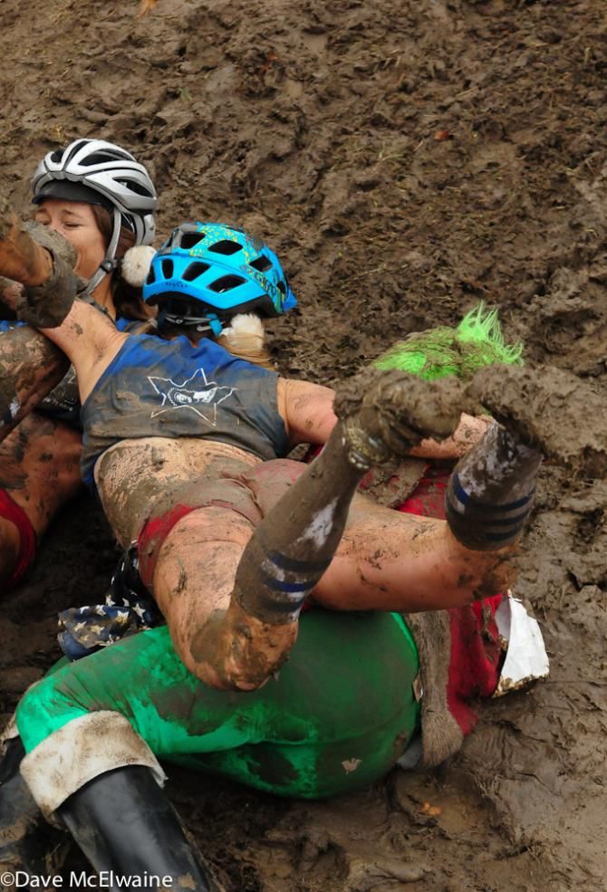 During the speedo race the women decided to mud wrestle The Grinch