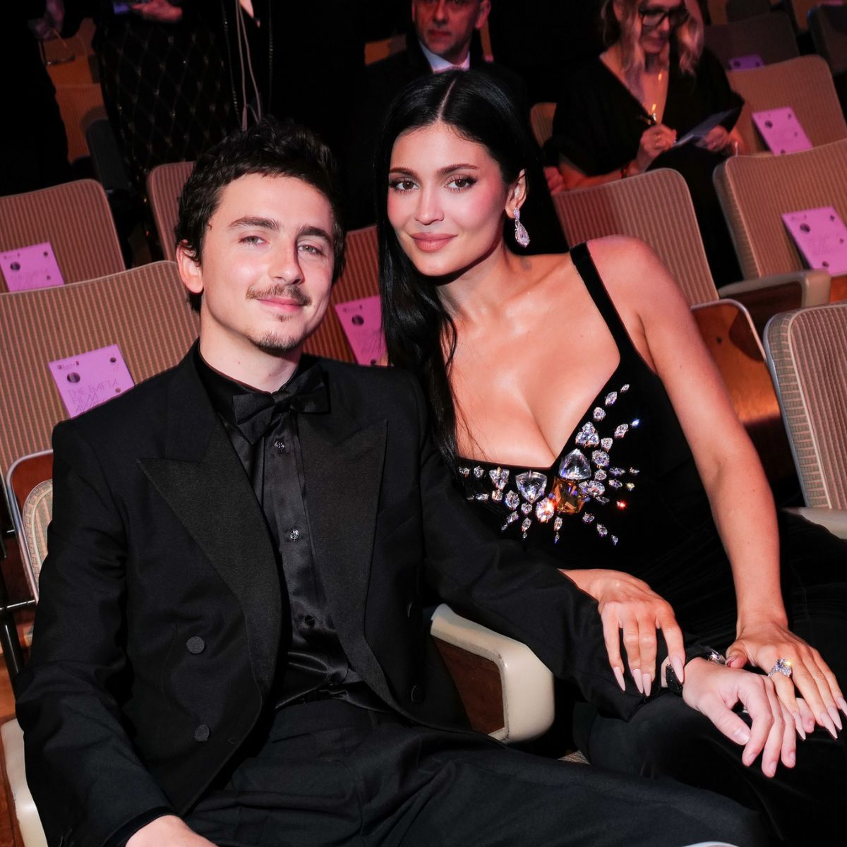 Kylie Jenner and Timoth&eacute;e Chalamet attend the 2026 EE BAFTA Film Awards