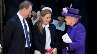 Britain's Queen Elizabeth II (R) speaks to Serena Armstrong-Jones, Countess of Snowdon (L), David Armstrong-Jones (2L), 2nd Earl of Snowdon, known as David Linley, and Lady Margarita Armstrong-Jones (2R) after attending a service of thanksgiving in honour of the late British photographer Antony Armstrong-Jones, the former husband of Queen Elizabeth II's late sister Princess Margaret, better known as Lord Snowdon (1st Earl of Snowdon), David's father, at St Margaret's Church in London on April 7, 2017. Lord Snowdon died at the age of 86, the photographic agency where he worked said on January 13.