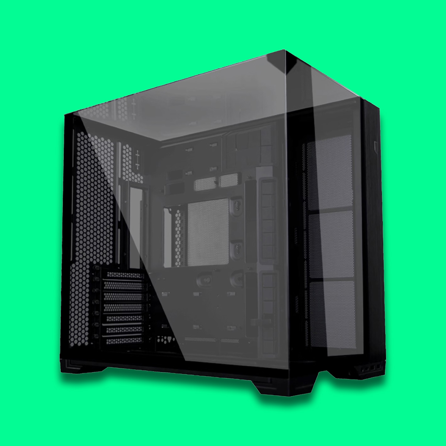Lian Li O11 Vision Compact on a green background