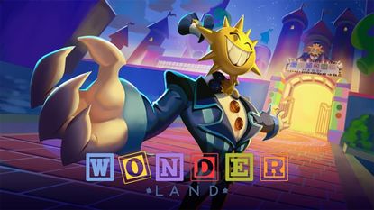 Press shot for Wonderland codes showing a creepy character beckoning towards the entrance to a park