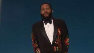 Anthony Anderson in flowery tux hosting 2023 Emmys