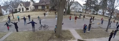 Neighbors exercise together.
