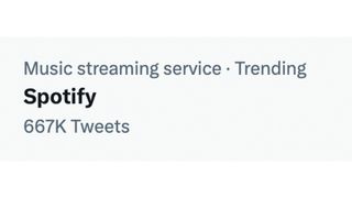 A Spotify trending topic on Twitter