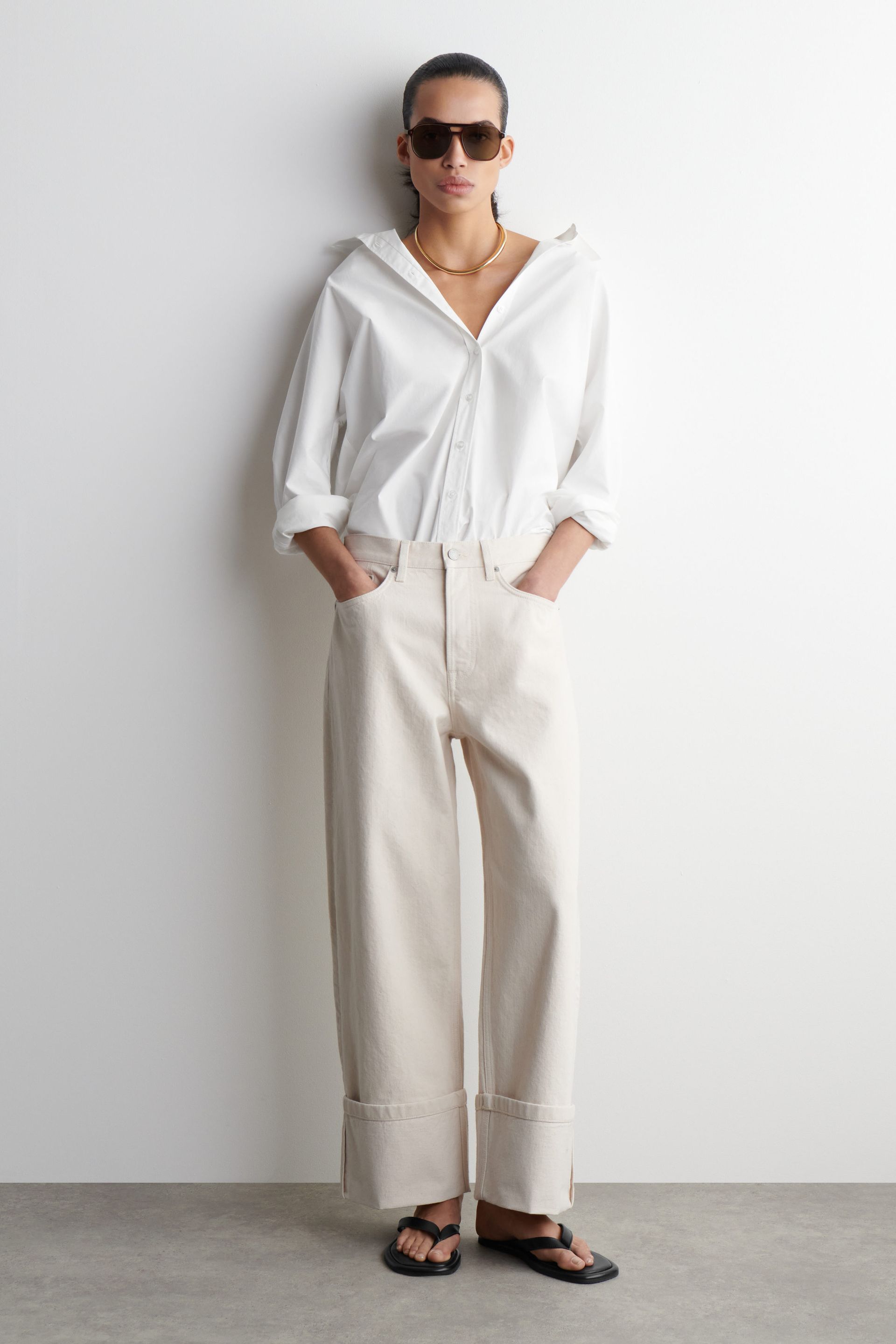 Facade Turn-Up Straight-Leg Jeans