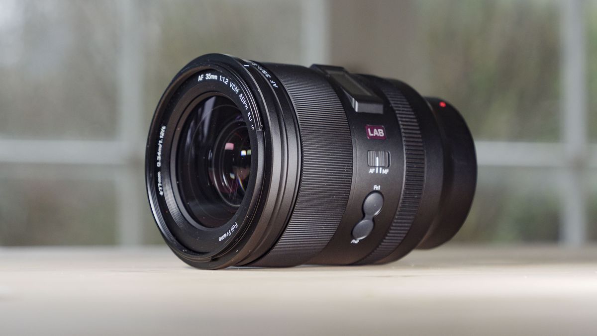 Viltrox AF 35mm F1.2 LAB Z lens for Nikon, on a wooden table