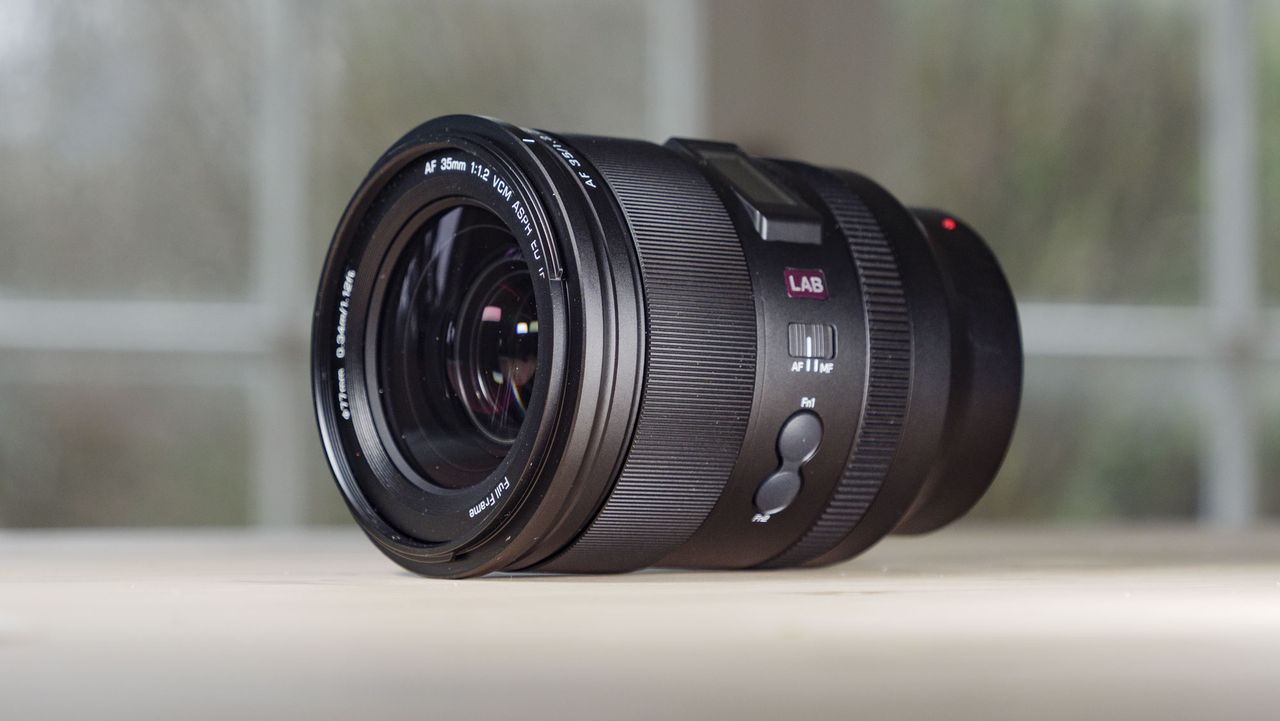 Viltrox AF 35mm F1.2 LAB Z lens for Nikon, on a wooden table