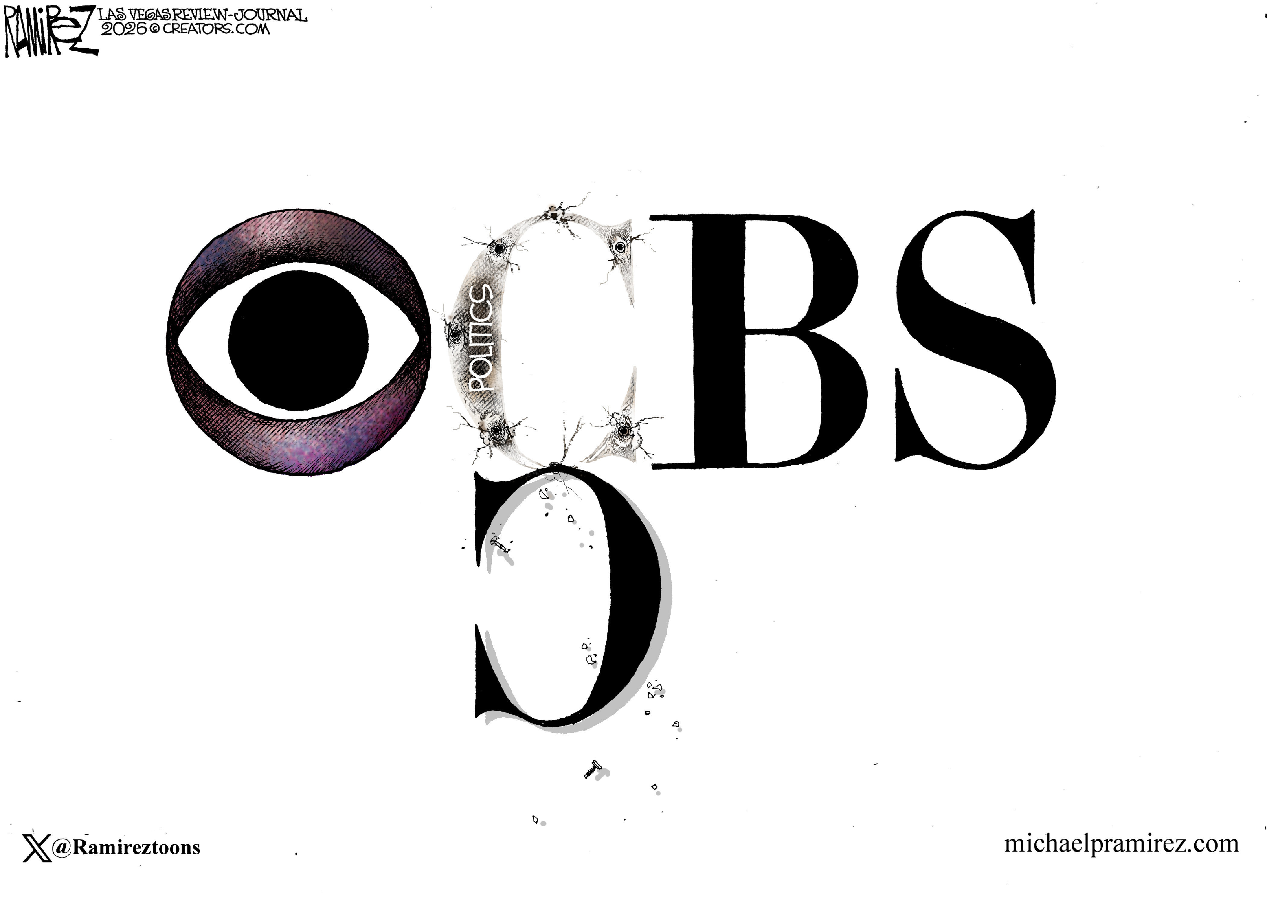 The &amp;ldquo;C&amp;rdquo; in the CBS logo falls off a wall to reveal the word &amp;ldquo;politics&amp;rdquo; behind.