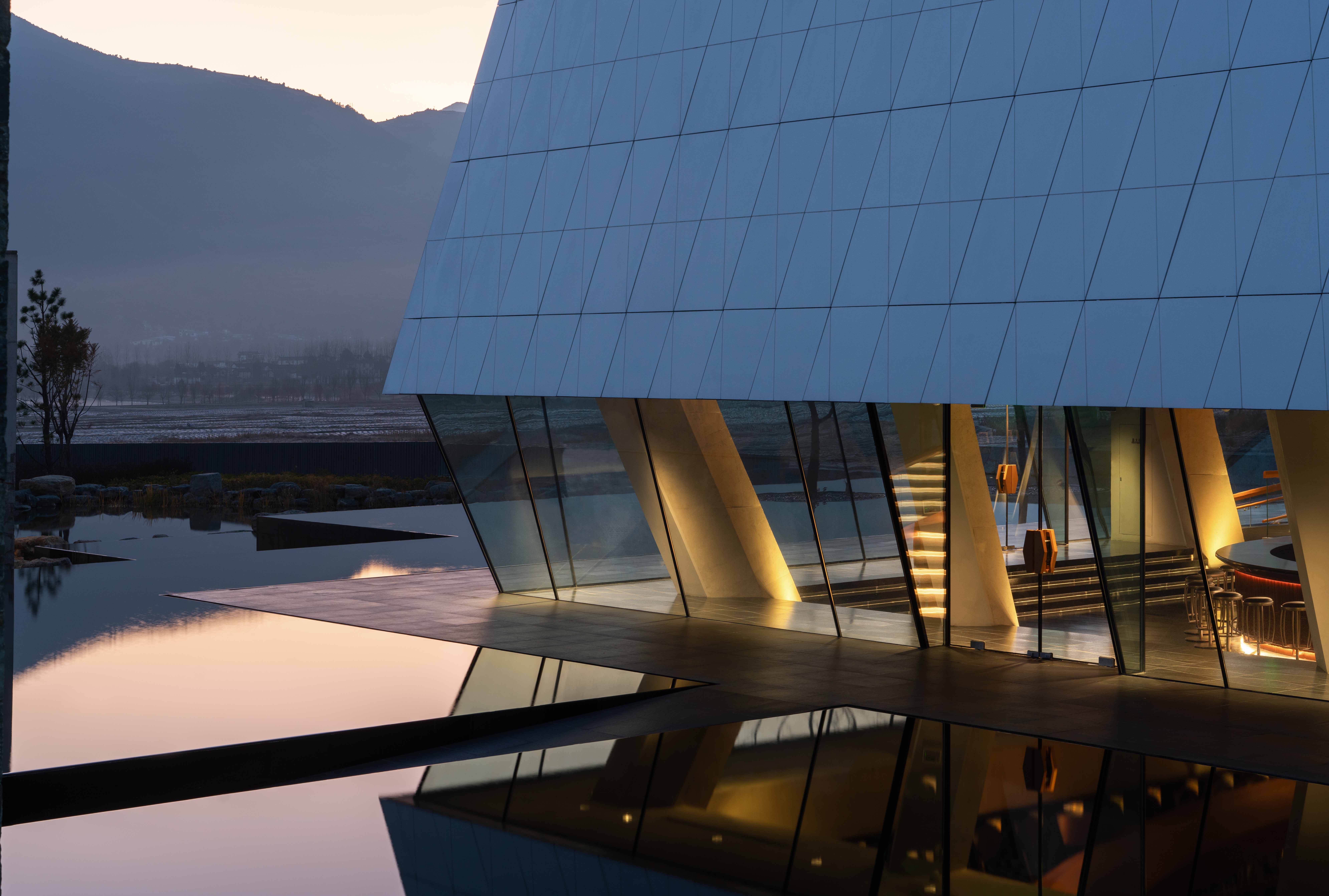 Diageo distillery, a group of buildings looking abstractly geometric