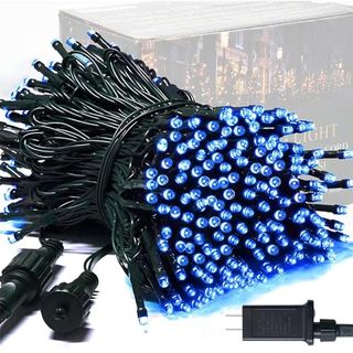 Jmexsuss 250 Led Blue Christmas String Lights: 91.5ft Extendable Green Wire Blue Christmas Lights Outdoor Waterproof - 8 Modes Christmas Tree Lights Indoor