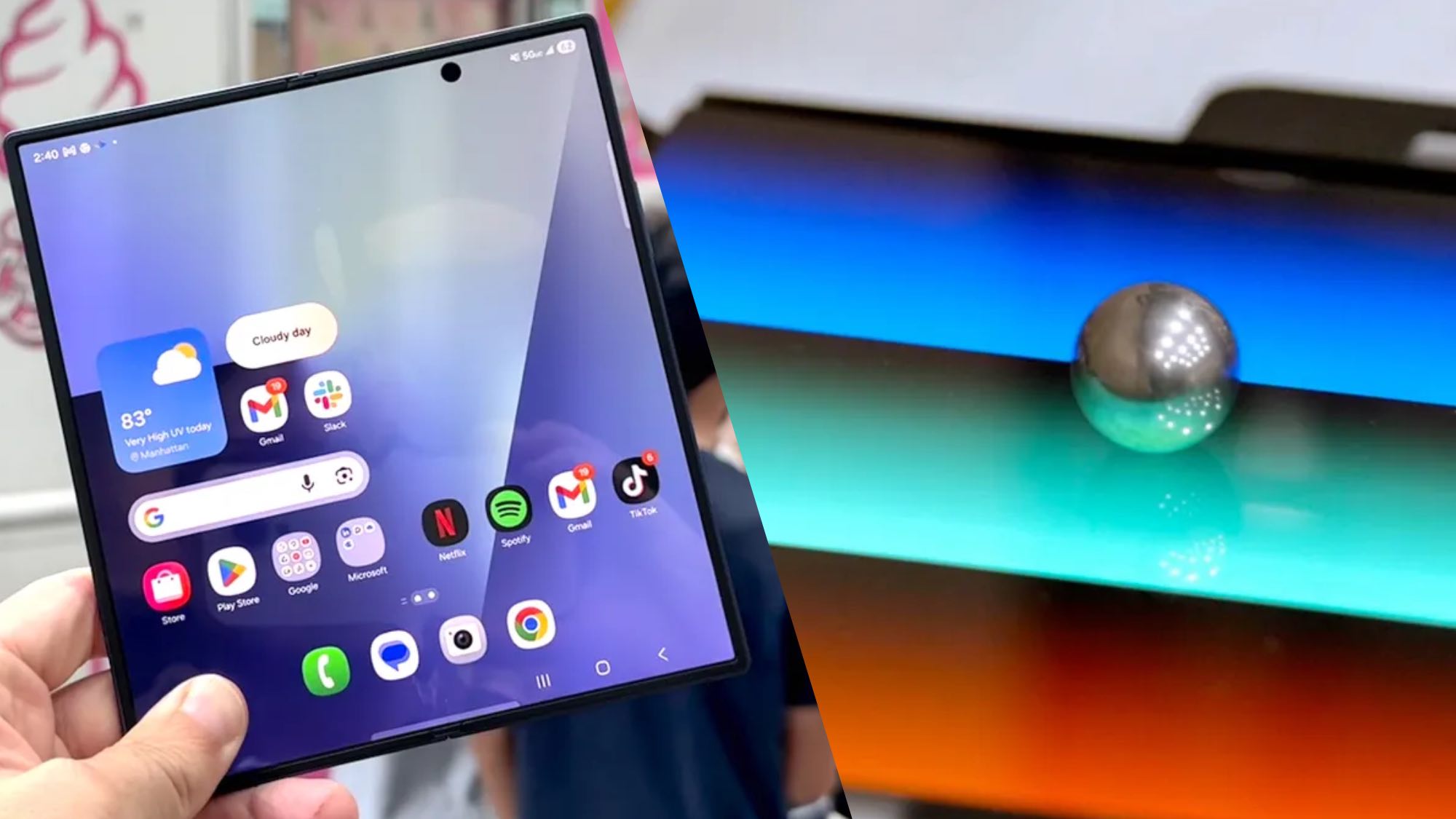 Galaxy Z Fold 7 next to Samsung Flex Titanium Display for Galaxy Z Fold 8
