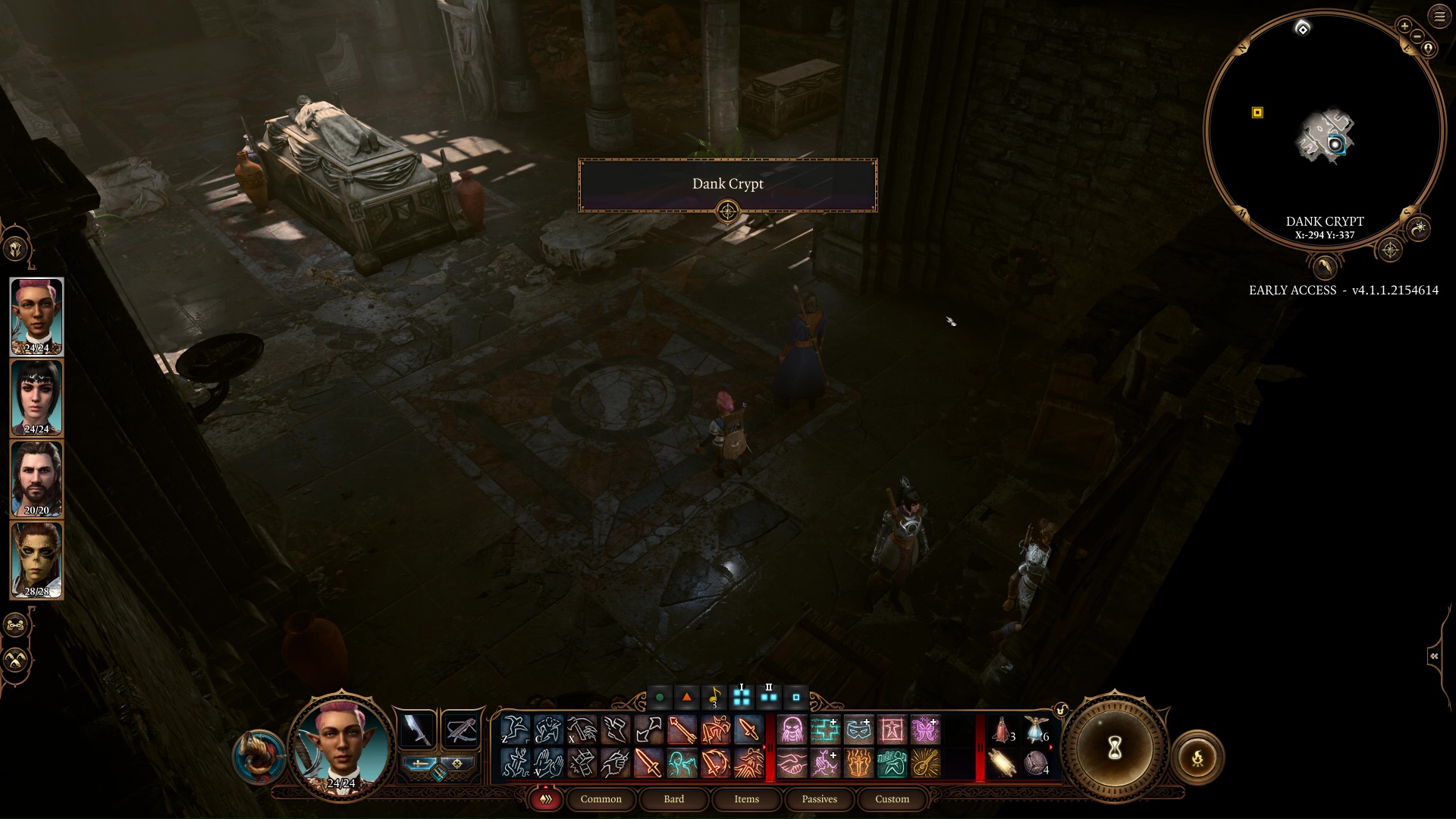 A party enters the Dank Crypt in Baldur's Gate 3