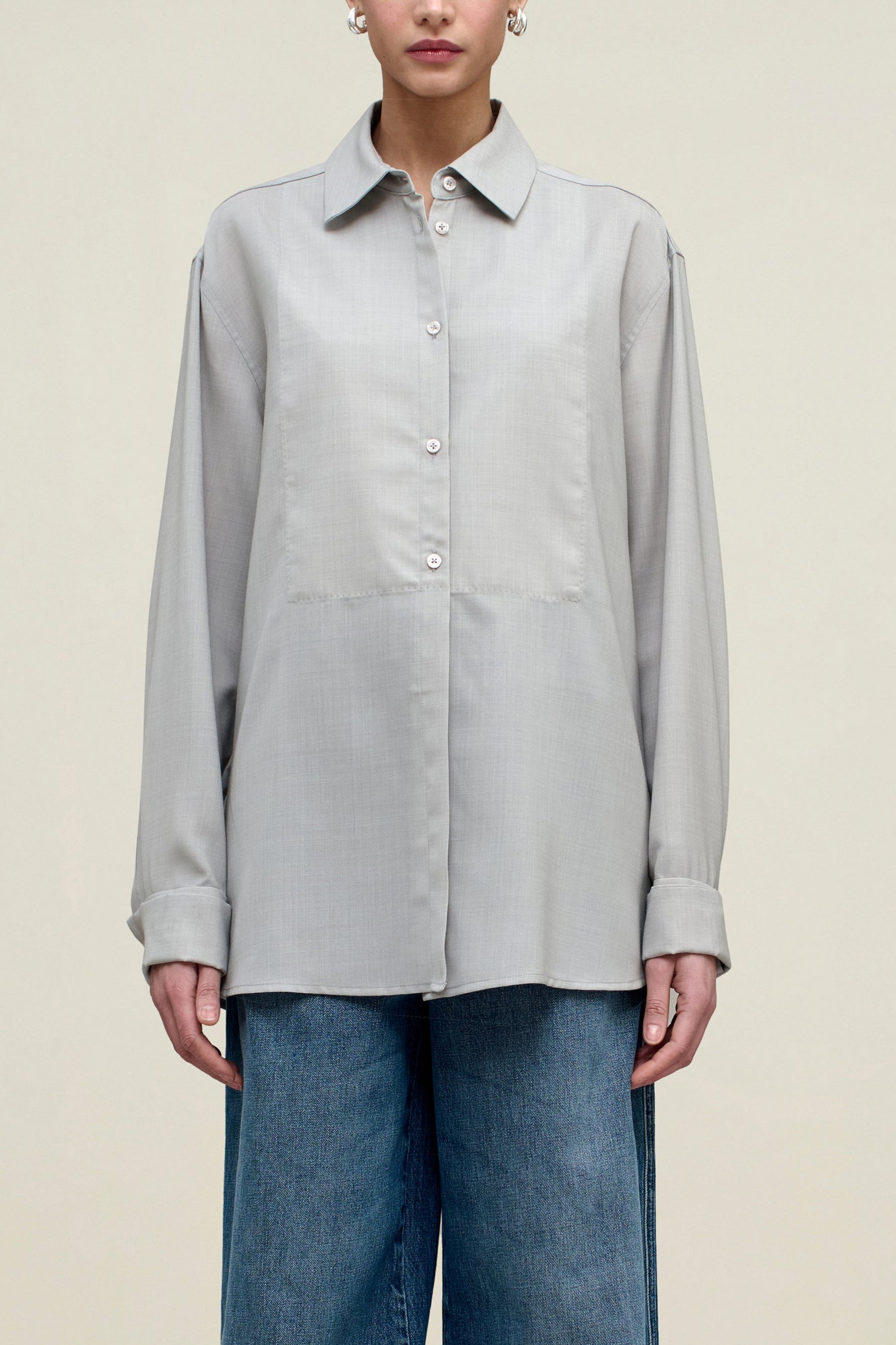 Chlo&amp;eacute; Bib Button Down in Wool Voile