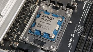 AMD Ryzen 7 8700G in an AM5 motherboard socket