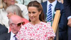 Pippa Middleton court-side of Centre Court during the men's final on day fourteen of the Wimbledon Tennis Championships 2024