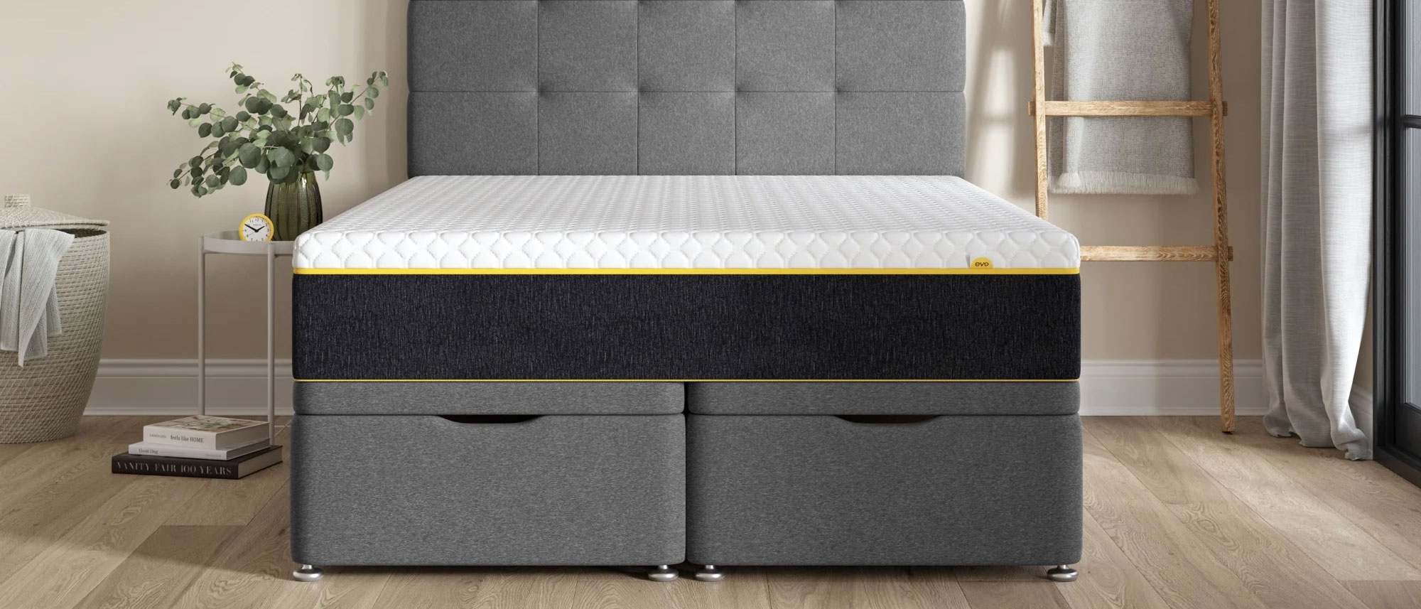 Eve The WunderFlip Premium Hybrid mattress in a bedroom