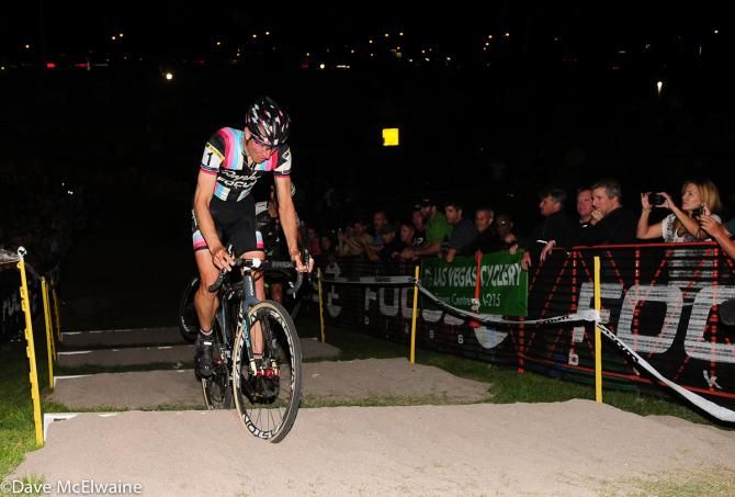 Jeremy Powers (Rapha-Focus) riding the steps in pursuit of Nys