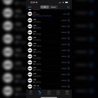 Screenshot showing missed whatsapp calls