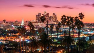 The city of Los Angeles skyline at night