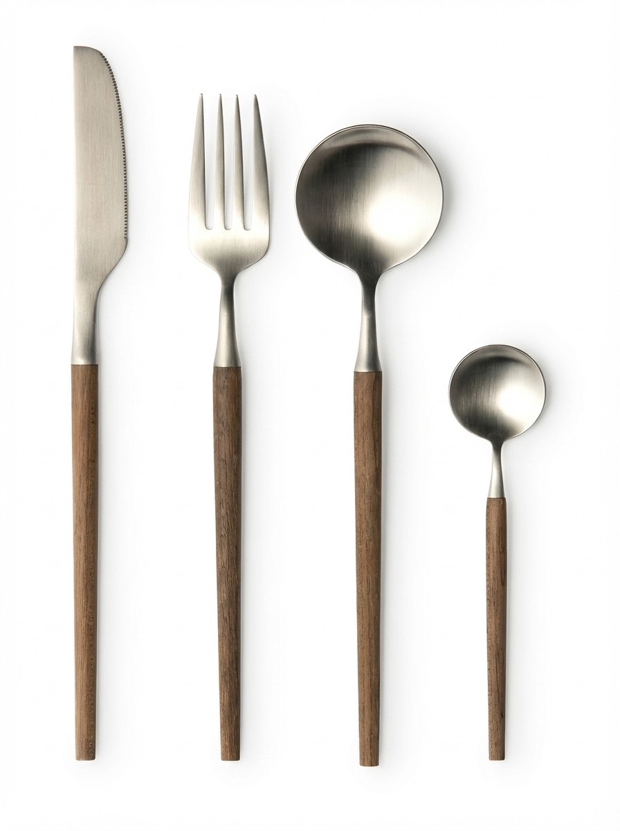 AM.PM Emako Stainless Steel and Maple Wood 16-Piece Cutlery Set