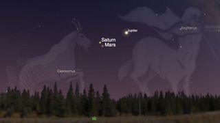 See Saturn and Mars make a close approach in the predawn sky on March 31, 2020.