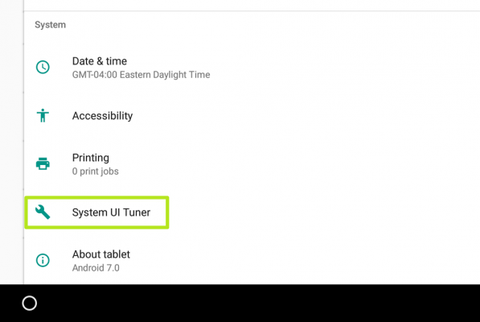 enable system ui tuner in android 7