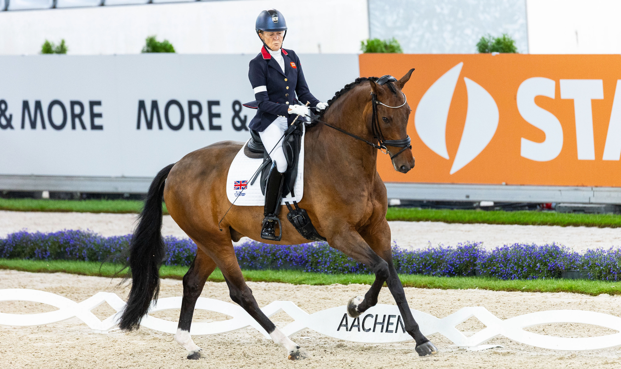 Nicola Naylor riding Humberto L in canter during her test at the 2026 World Para Dressage Championships