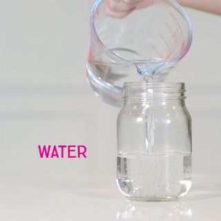 step one of how to make a glitter jar
