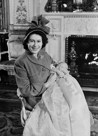 Queen Elizabeth with baby Prince Charles, July 1949