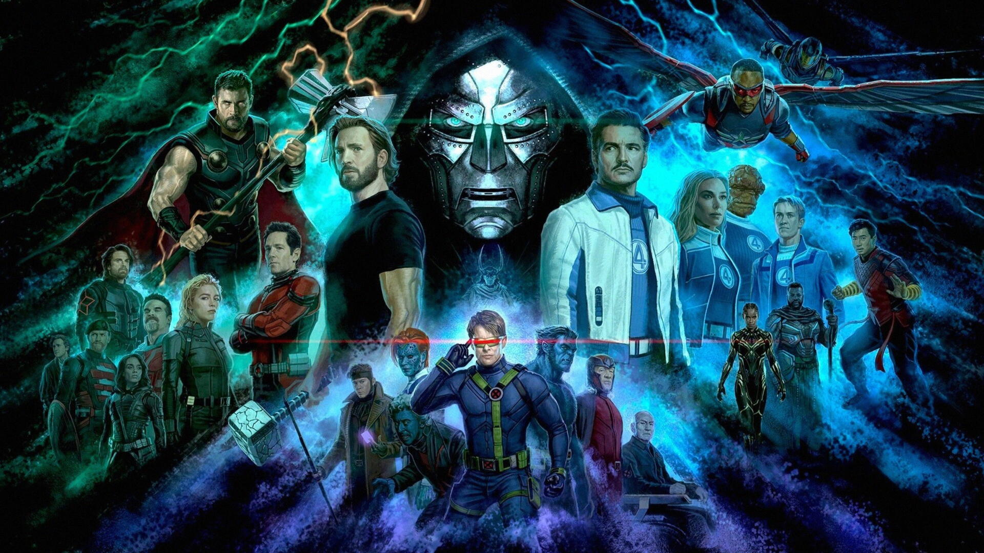 Avengers Doomsday promo art showing the entire cast