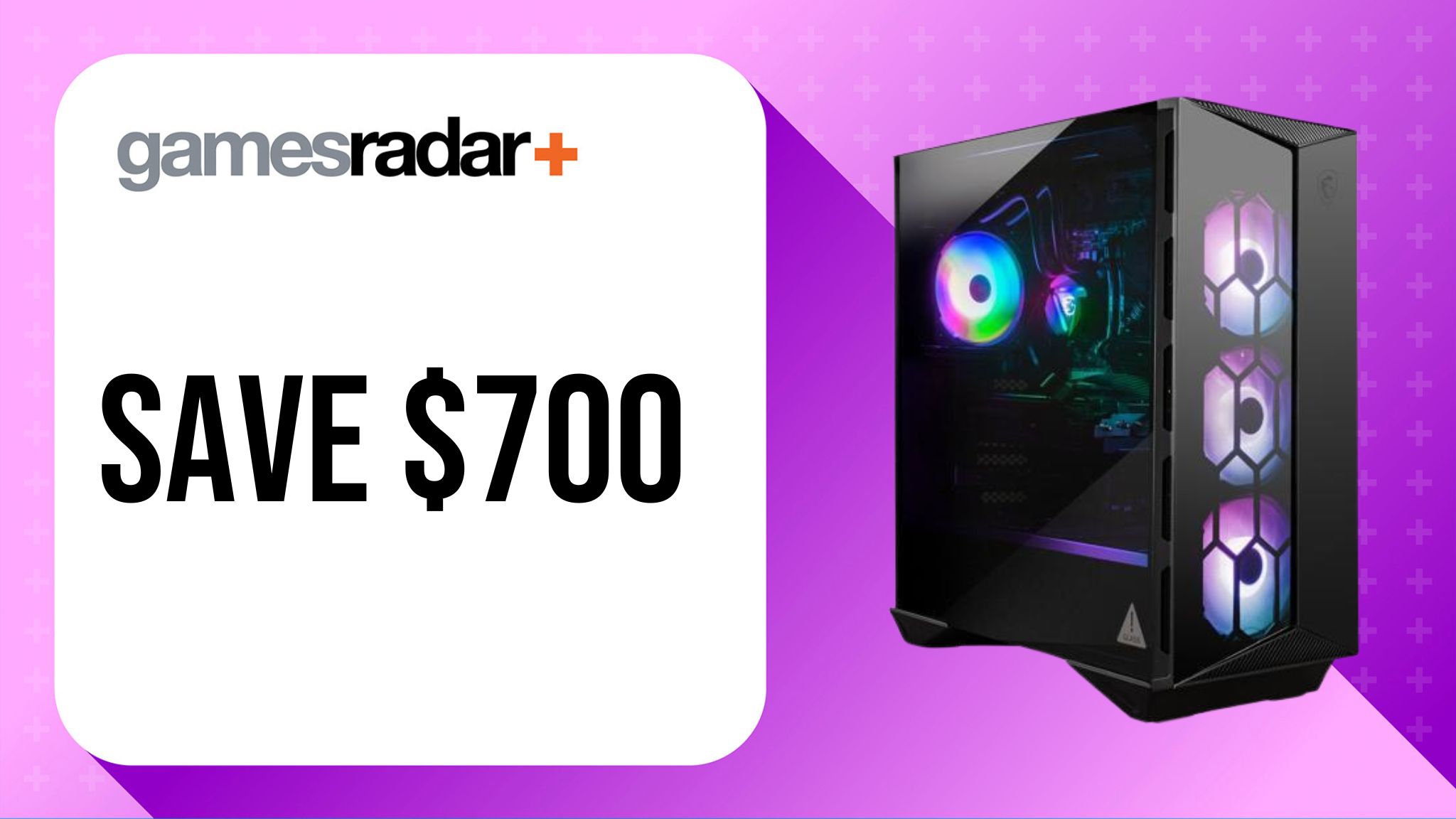 Image of MSI Aegis R offer saving $700 with purple background