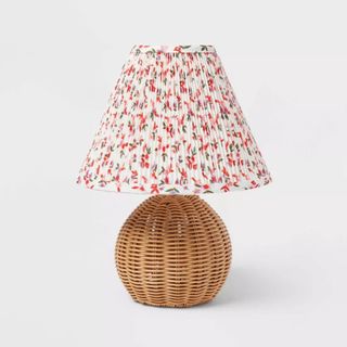 Pillowfort™ rattan lamp with floral shade