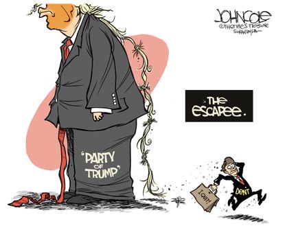 Political cartoon U.S. Charlie Dent resignation Trump Congress GOP Rapunzel