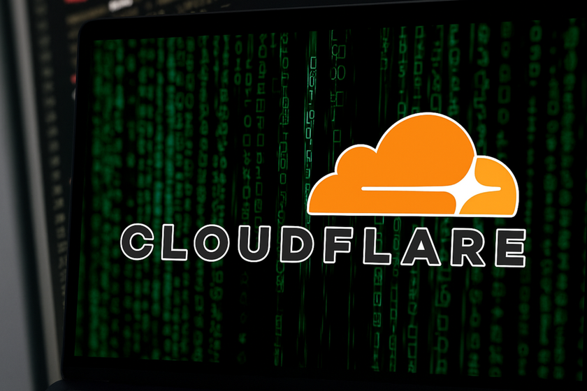 Cloudflare logo on a laptop display