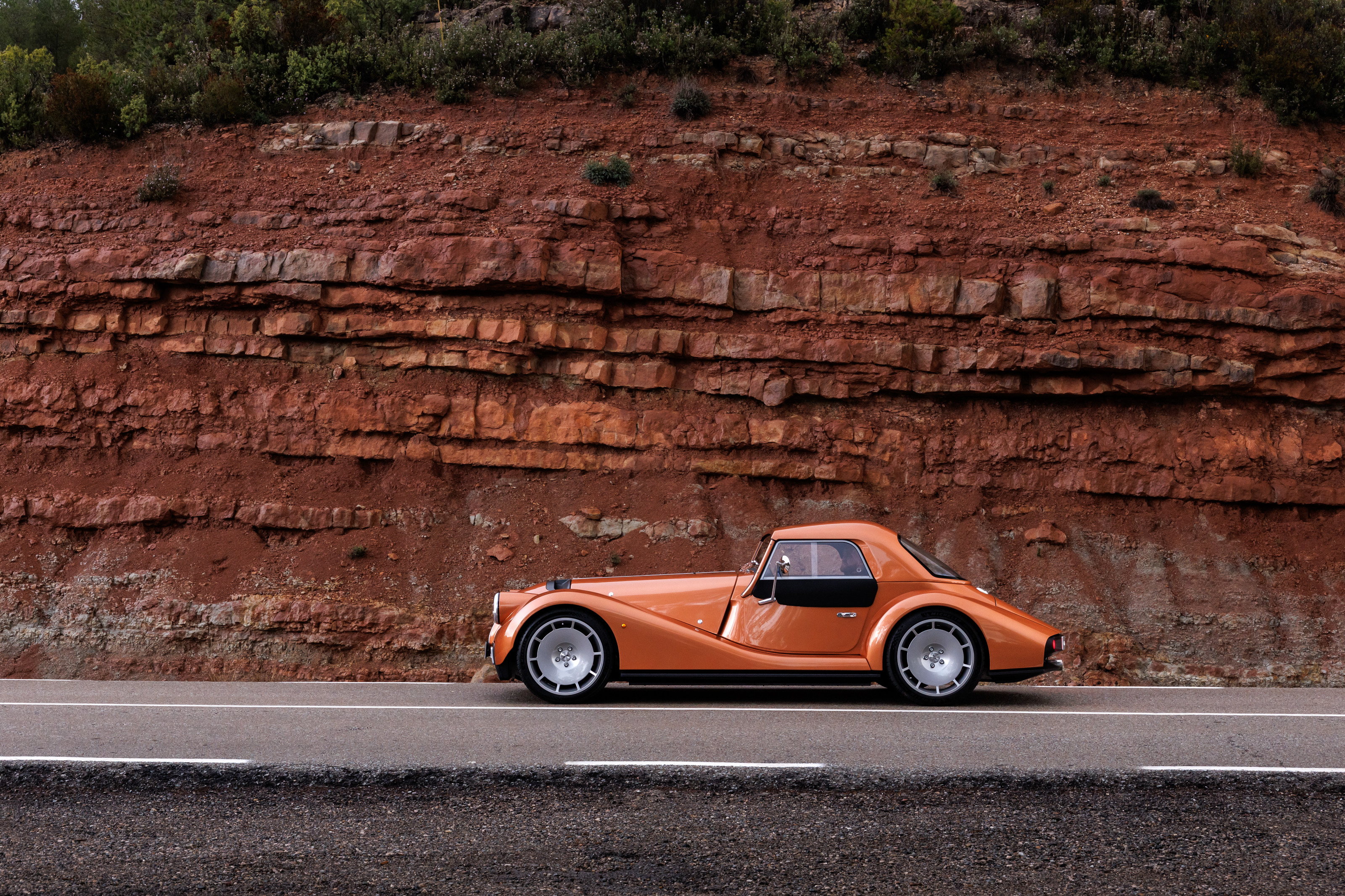 The new Morgan Supersport, finished in Copper Metallic with optional hardtop