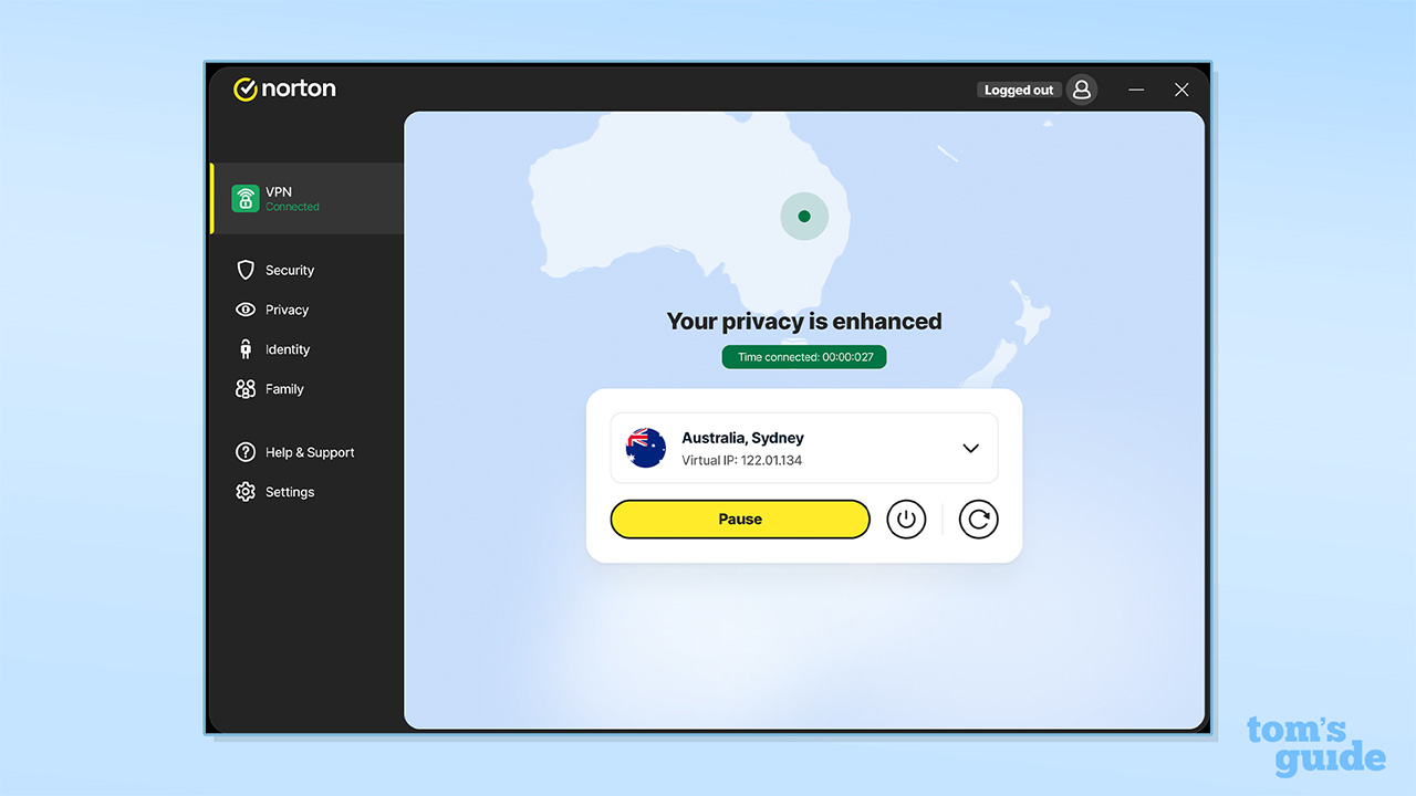 Screenshot of Norton VPN's new Manual IP Rotation feature
