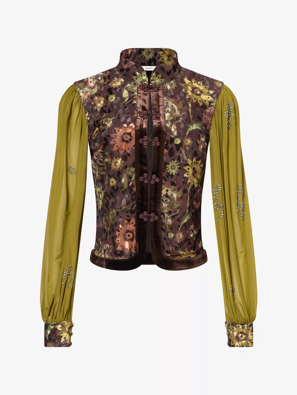 Gilie Floral-Pattern Velvet Top - Xs