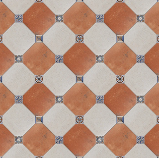 Stick on Spanish floor tile.