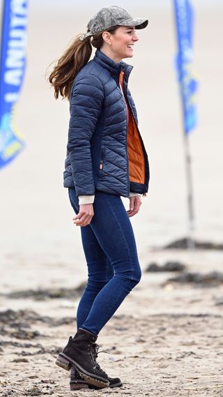 Catherine, Princess of Wales on West Sands beach after taking part in a land yachting session on May 26, 2021