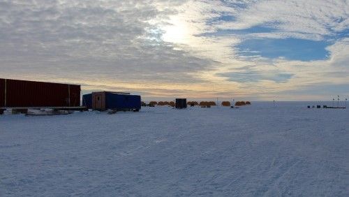 The field location including the tents and labs set up at Subglacial Lake Whillans, in Antarctica.