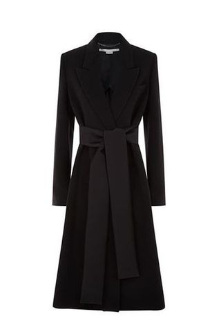 Clothing, Coat, Trench coat, Overcoat, Outerwear, Collar, Dress, Sleeve, Formal wear, A-line,