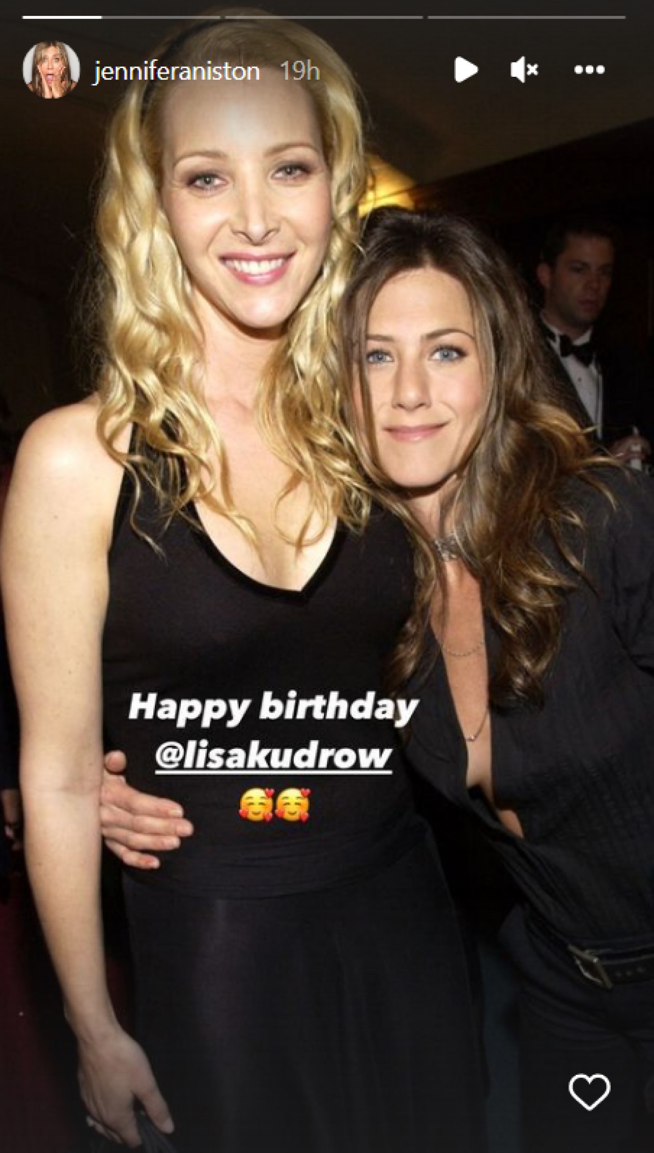 Jennifer Aniston shared a photo of her and Lisa Kudrow on Instagram Stories.