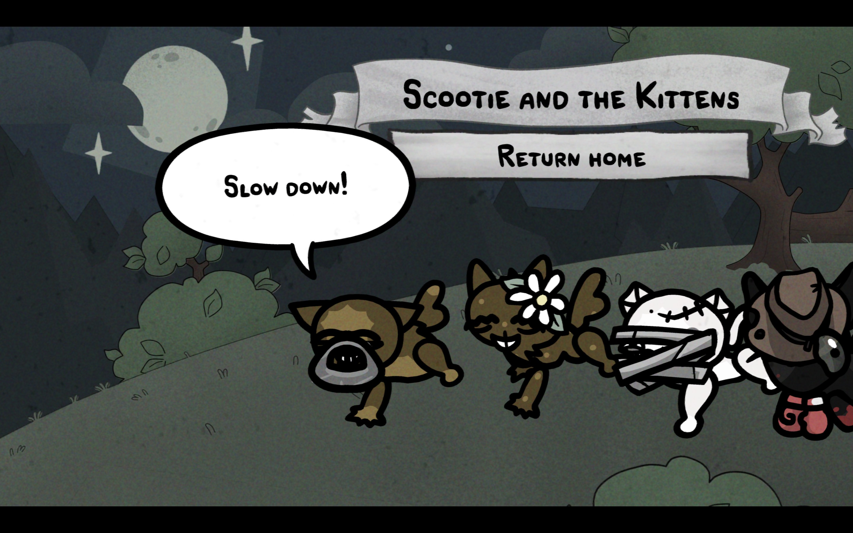 A group of cats returning home in Mewgenics.