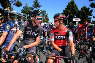 Team Sky's Chris Froome with Richie Porte (BMC) at the Cadel Evans Great Ocean Road Race in January