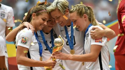 U.S. Women's Soccer Team celebrating World Cup win