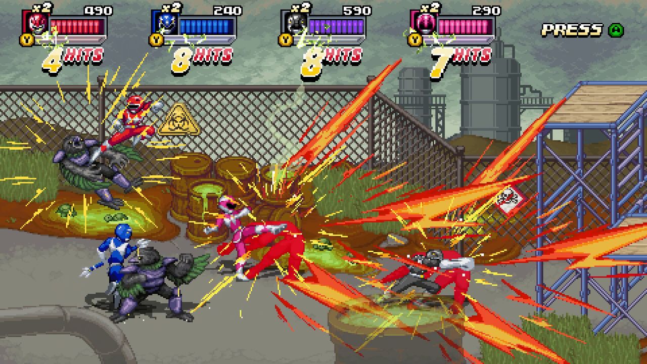 pixel art power rangers doing battle with foes in Mighty Morphin Power Rangers Rita's Rewind