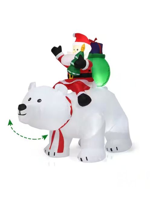 5ft Inflatable Santa Riding Polar Bear