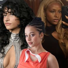 Photo collage of Odessa A'zion, Justine Skye, and Chase Infiniti wearing 2026 hair trends