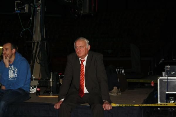 Frank and Andy Schleck's father watches from the sidelines