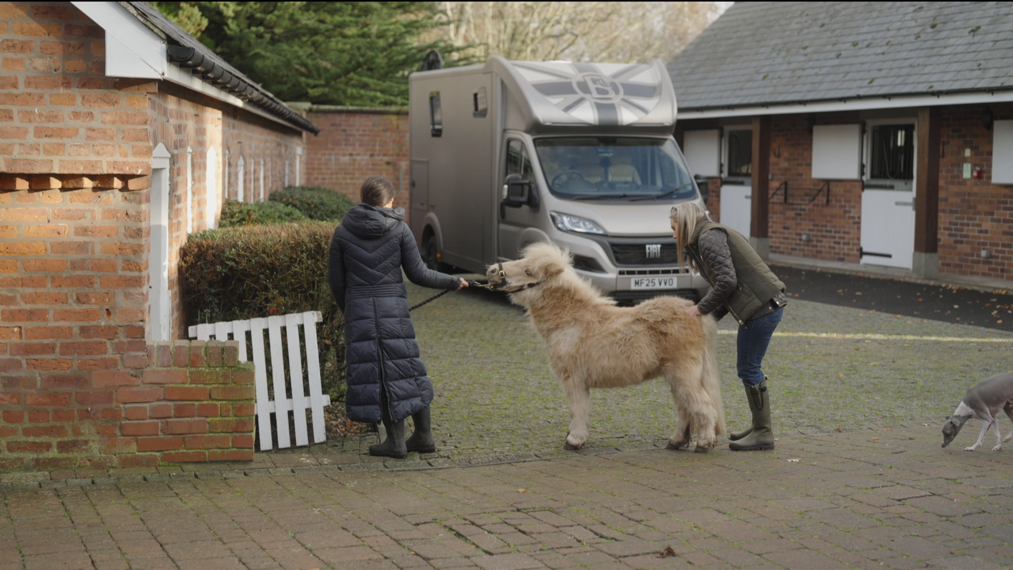 Gemma Owen and mother Louise at home with shetland pony Bert